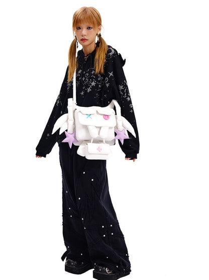 Black/White Yumi Kawaii Cross Elf Wings Bag