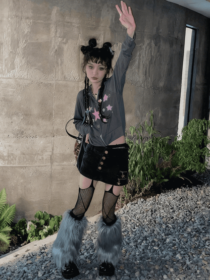 Gray Y2K 20CM/30CM Shaggy Leg Warmers
