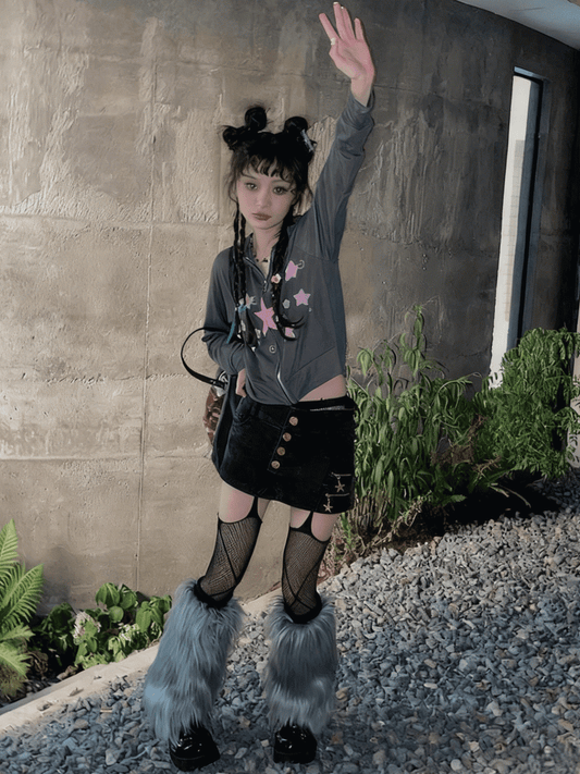 Gray Y2K 20CM/30CM Shaggy Leg Warmers