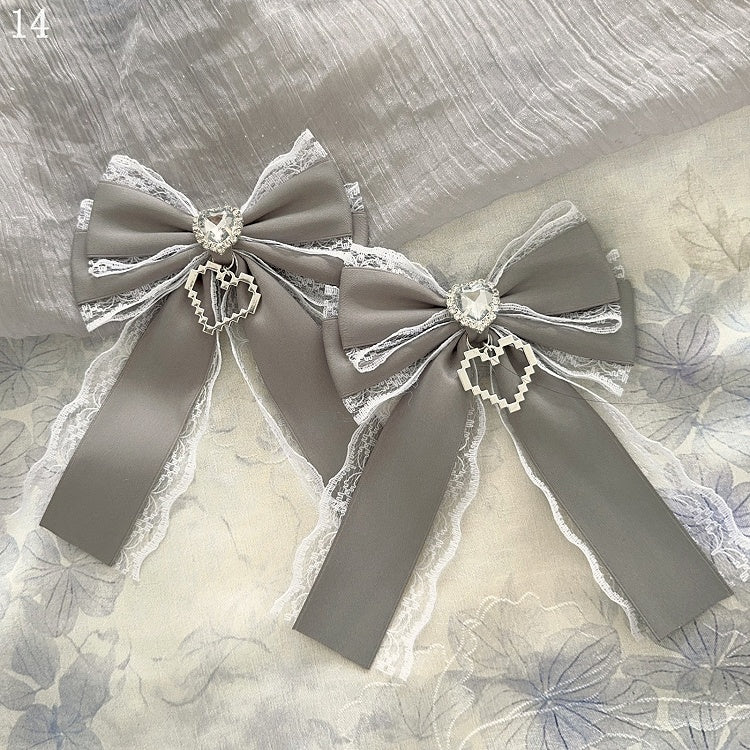 15 Options Heart Decorated Bowknot Hairclips