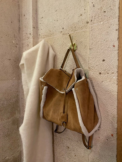 Vintage Brown Plush Patchwork Backpack - Perfect for Fall and Winter