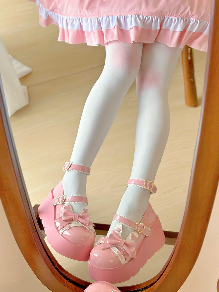 Pink Bunny Ear Design Bowknot Sweet Lolita Platforms