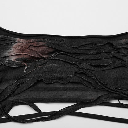 Black and Coffee Punk Hollow Out T-shirt