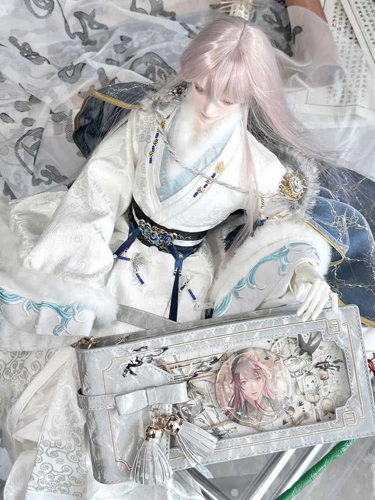 Silver PU Floral Pattern Cheongsam Style Ita Bag With Bow & Fringe Accent