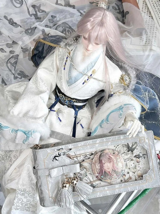 Silver PU Floral Pattern Cheongsam Style Ita Bag With Bow & Fringe Accent