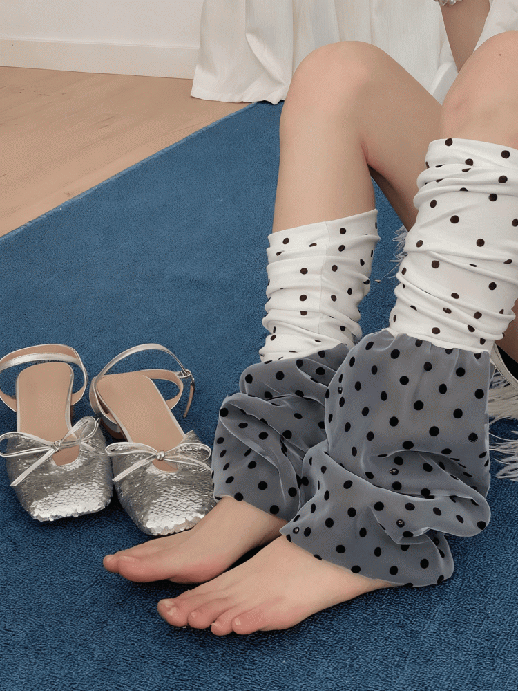 2 Color Options Polka-dot Pattern Color-Block Leg Warmers