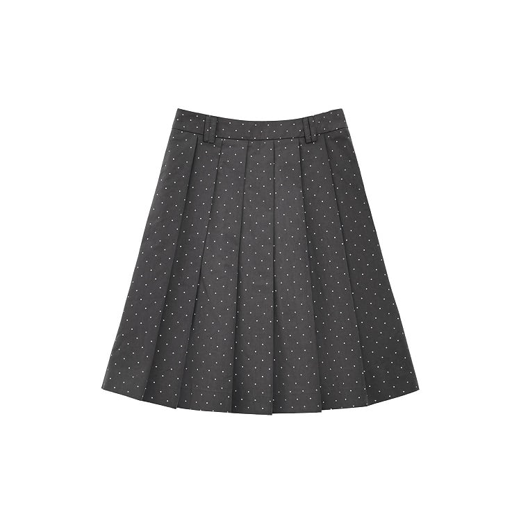 Y2K Gray Polka Dot Pleated Skirt