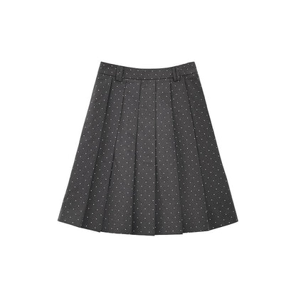 Y2K Gray Polka Dot Pleated Skirt