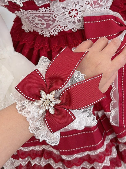 5 Color Options Rhinestone Snow Decorated Bowknot Wrist Cuffs