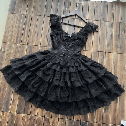 Black Hanayome Butterfly Fabric Shiro Dress Princess Lolita Jumper Skirt