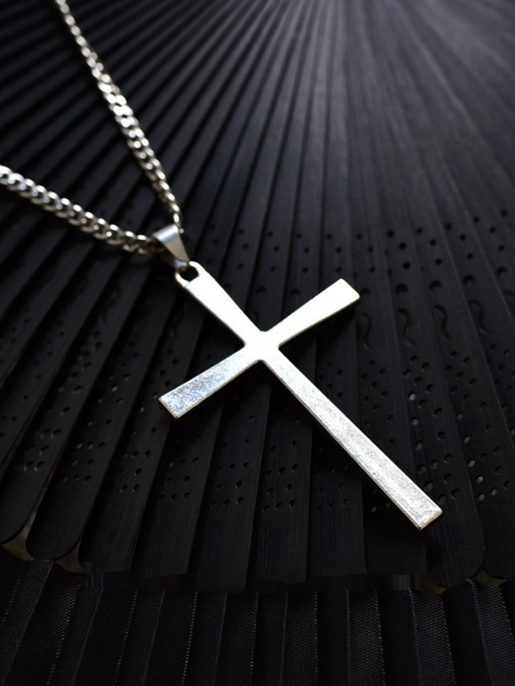 Silver Punk Gothic Cross Necklace
