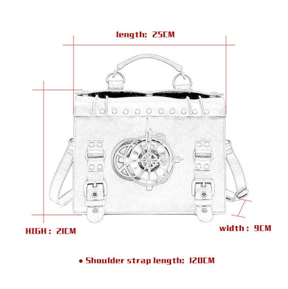 Steampunk Gears Decorated Coffee Crossbody Shoulder Bag