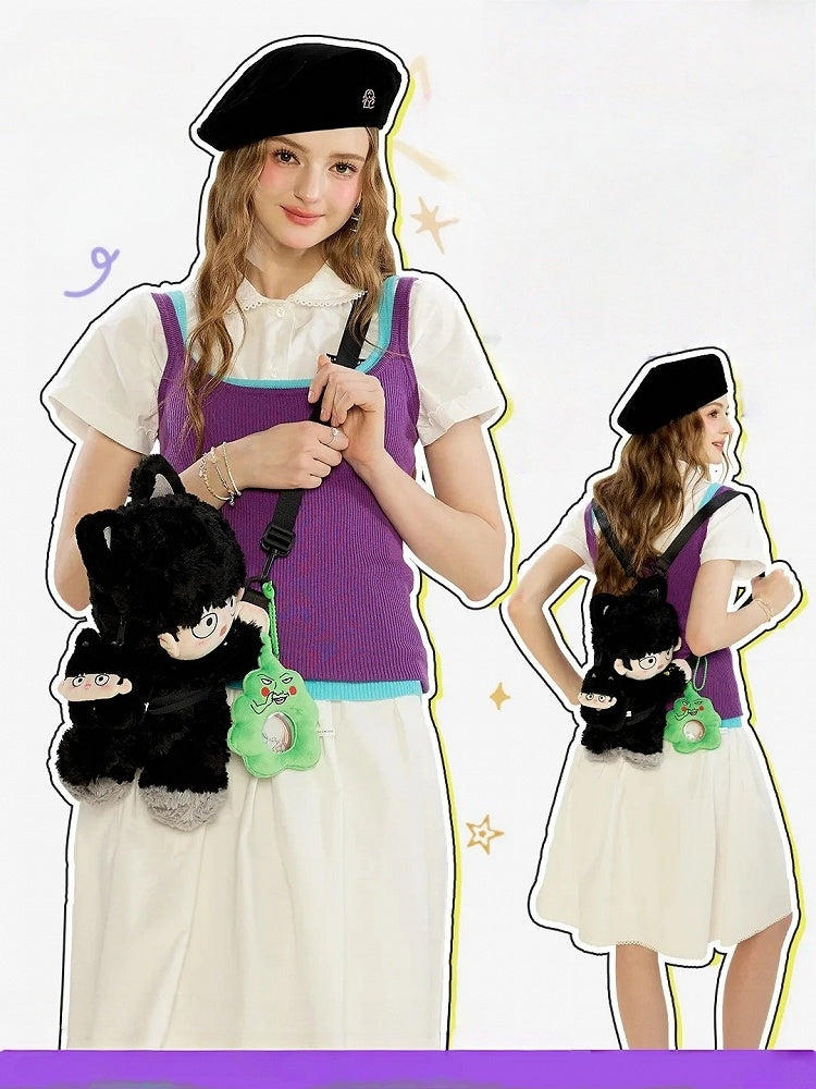 Kawaii Boy In Black Cat Outfit Plush Backpack / Crossbody + 2 Optional Sets