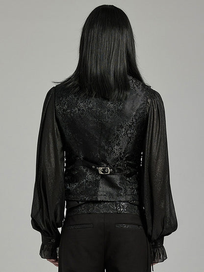 Black and Blue Goth Jacquard Waistcoat