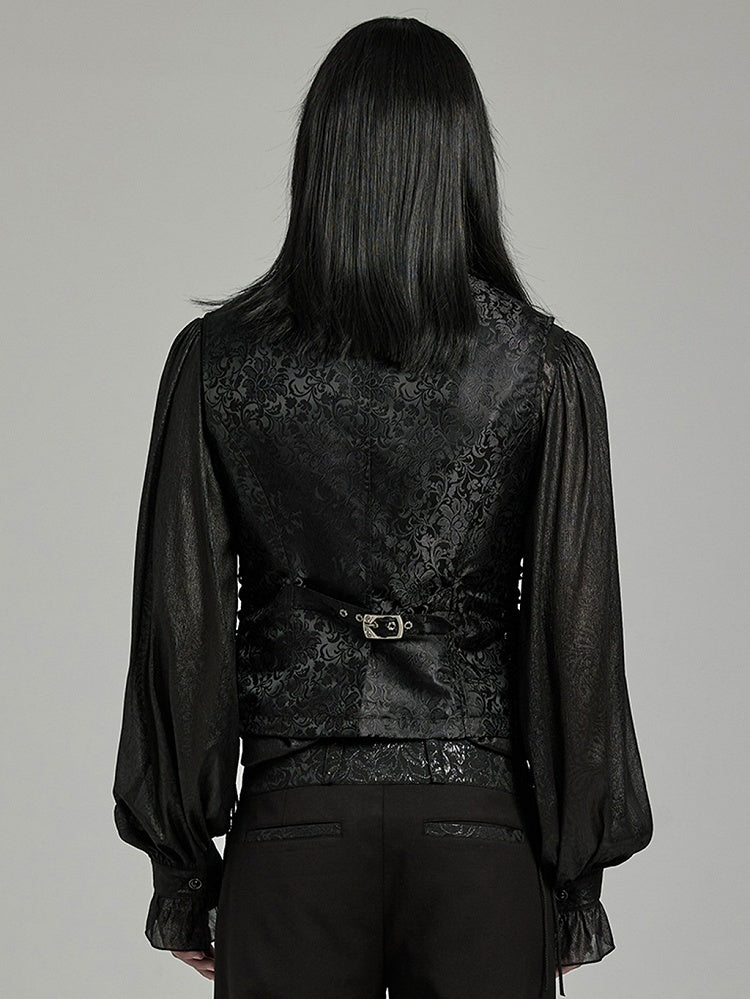 Black and Blue Goth Jacquard Waistcoat