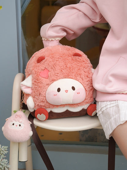 Pink Heart Design Cute Plush Lamb Backpack Middle/Large Size