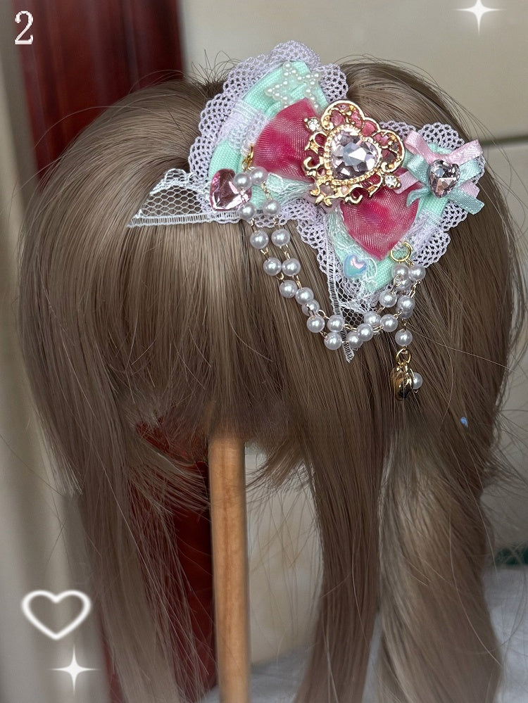2 Options Beaded Charm Bowknot BJD Doll Hairclip