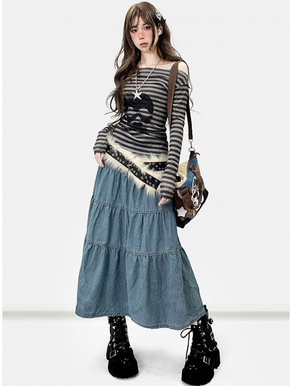 Blue Daily Kawaii Denim Skirt