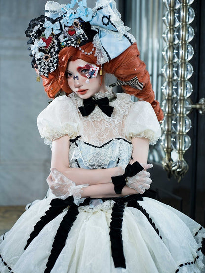 Alice in Wonderland Vibes Hime Lolita Alice Blue Boned Corset Top + Tiered Skirt