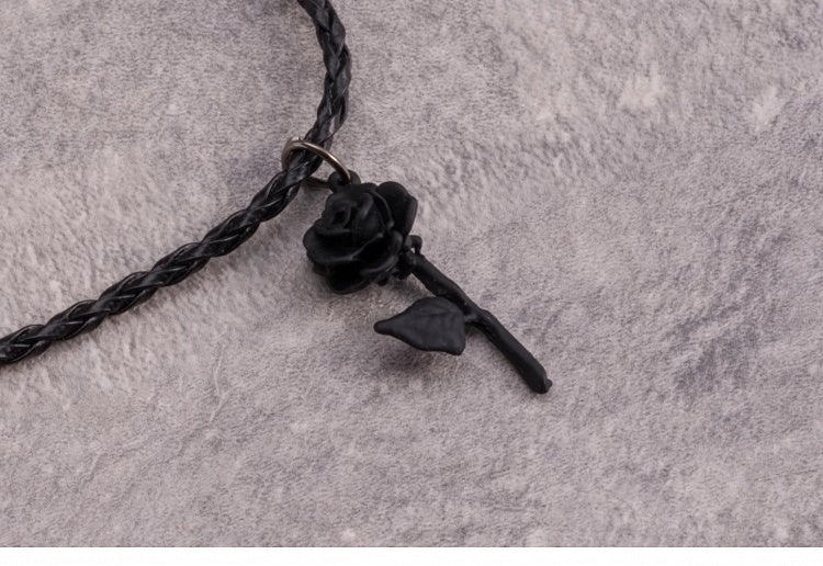 Gothic Black Handmade Rosette Necklace