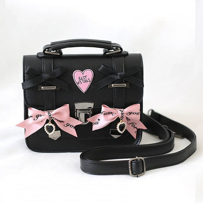Preppy Style Jirai Kei Bowknots JK Flap Shoulder Bag 3 Color Options Landmine Style Crossbody