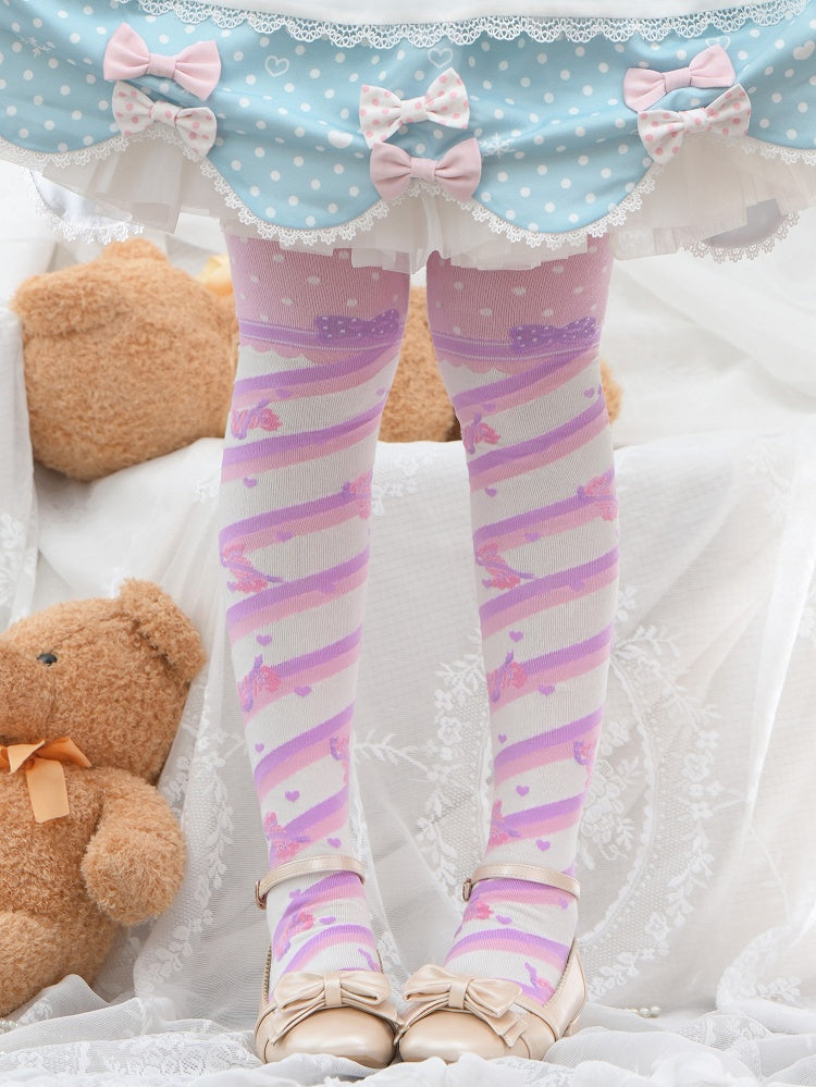 Little Candy Cotton Over-the-Knee Stockings - Purple and Pink Stripes