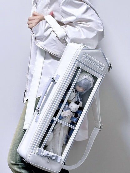 White&Blue Telephone Booth-shaped 1/4 Scale BJD Doll Bag with Two Straps