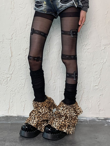 Leopard Pattern Under-knee Punk Leg Warmers
