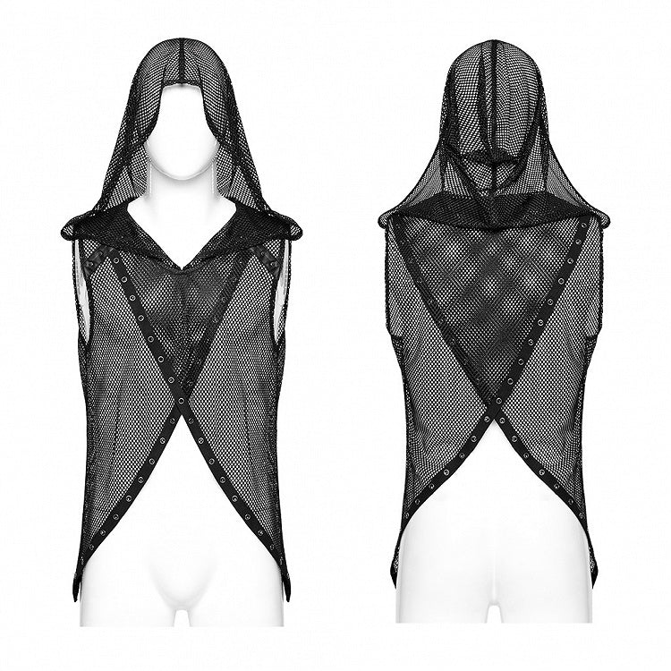 Black Punk Hooded Vest