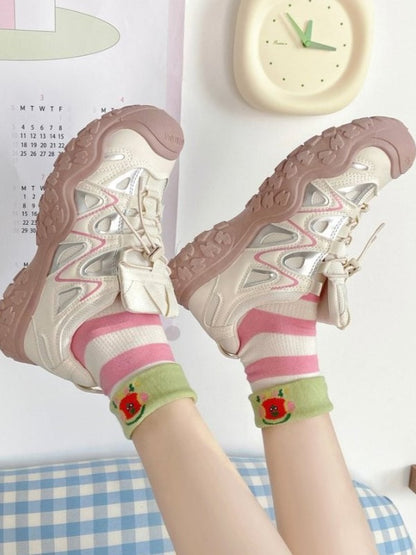 9 Options Colorful Kitty/Puppy/Bear Print Striped Pattern Calf Socks