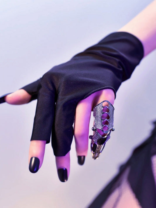 Black Cyberpunk Three-finger Gloves