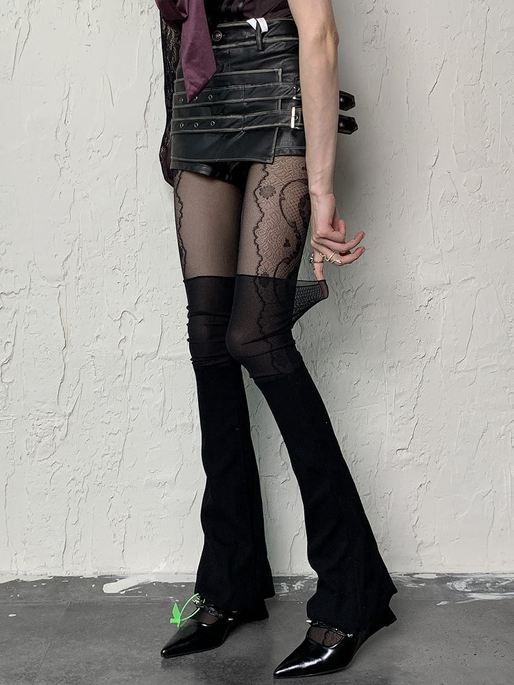 Black Y2K Leg Sleeves With Semi-sheer Cuffs