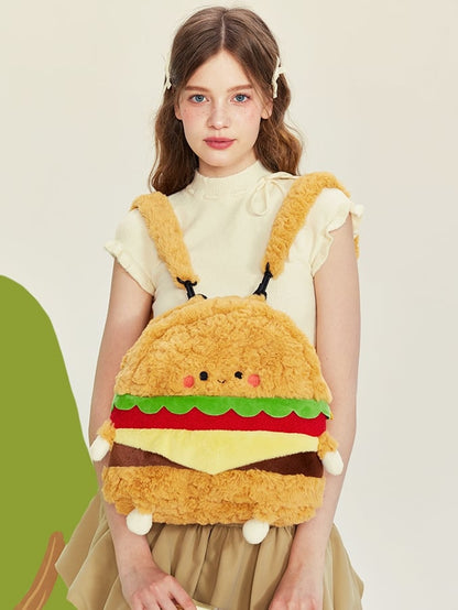 Yellow Cute Plush Hamburger Backpack