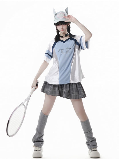 Gray Elastic Waist Tiered Plaid Skirt