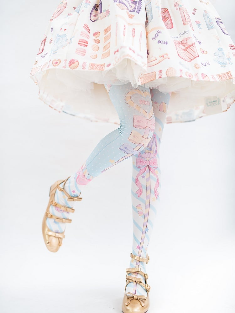 Candy Scepters Print Velvet Over Knee Stockings - Three Color Options