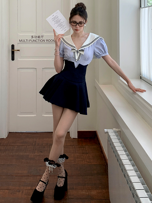 Yellow/Pink/Blue/Black Beaded Bowknot Lace Trim Polka-dot Pattern Ankle Socks