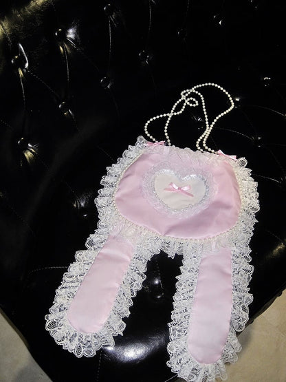 Lolita One-Shoulder Bag with Rabbit Ears and Beaded Chain 4 Color Options