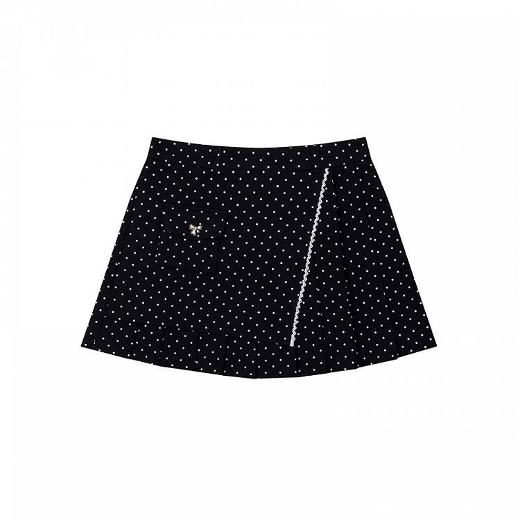 Black Polka Dot Thigh-Length Skirt