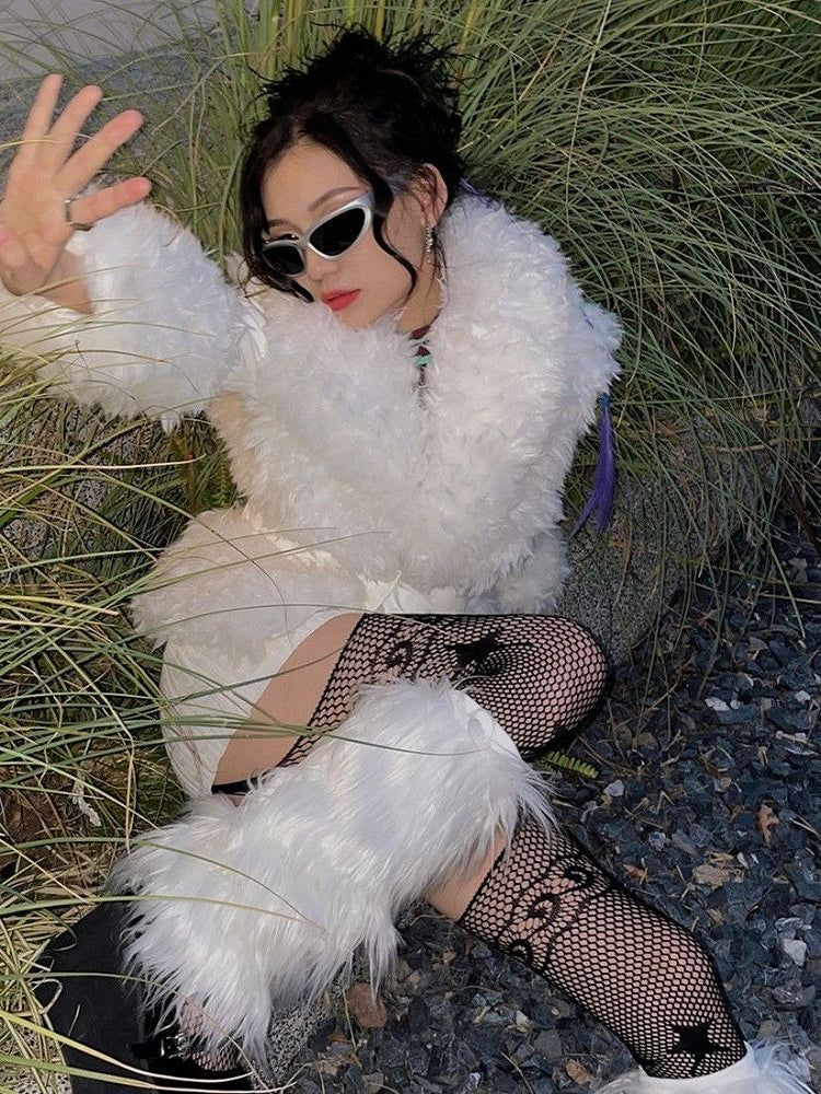 White Y2K 20CM/30CM/40CM Shaggy Leg Warmers