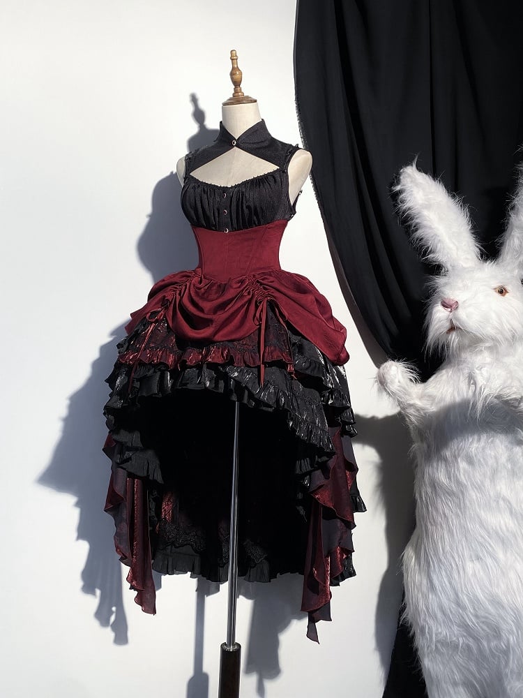 Clearance-Size XS for Bust 80CM Black Gothic Lolita Sleeveless Shirt with Detachable Sleeves