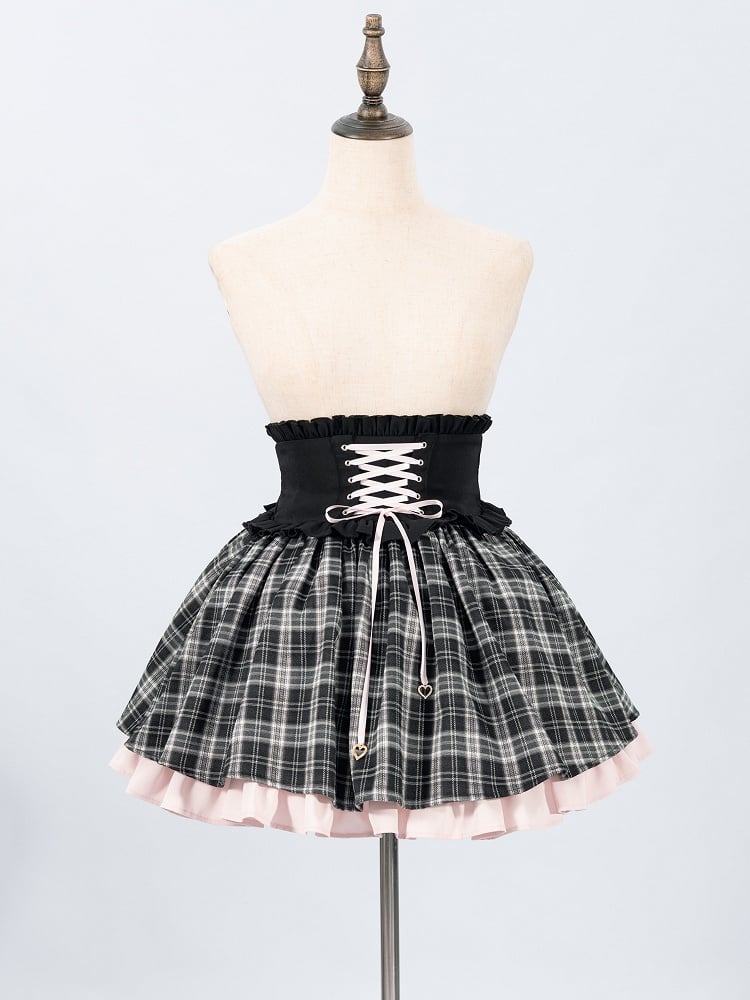 Ai Hoshino Inspired Black Plaid and Pink Jirai Kei Skirt from Oshi no Ko