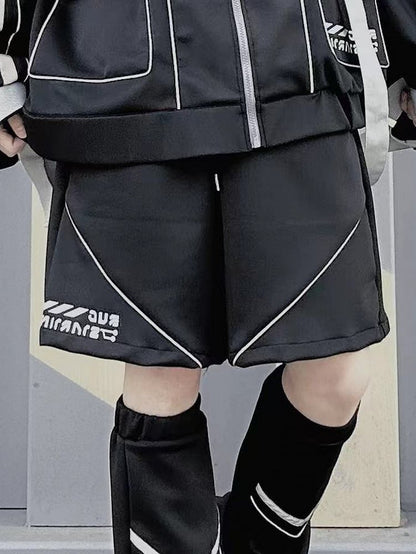 Black Futuristic Cyberpunk Shorts