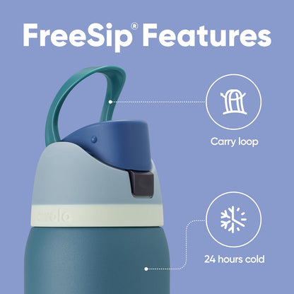 Owala FreeSip Insulated Stainless Steel Water Bottle with Straw for Sports, Travel, and School BPA-Free Sports Water Bottle, 24 oz, Beach House