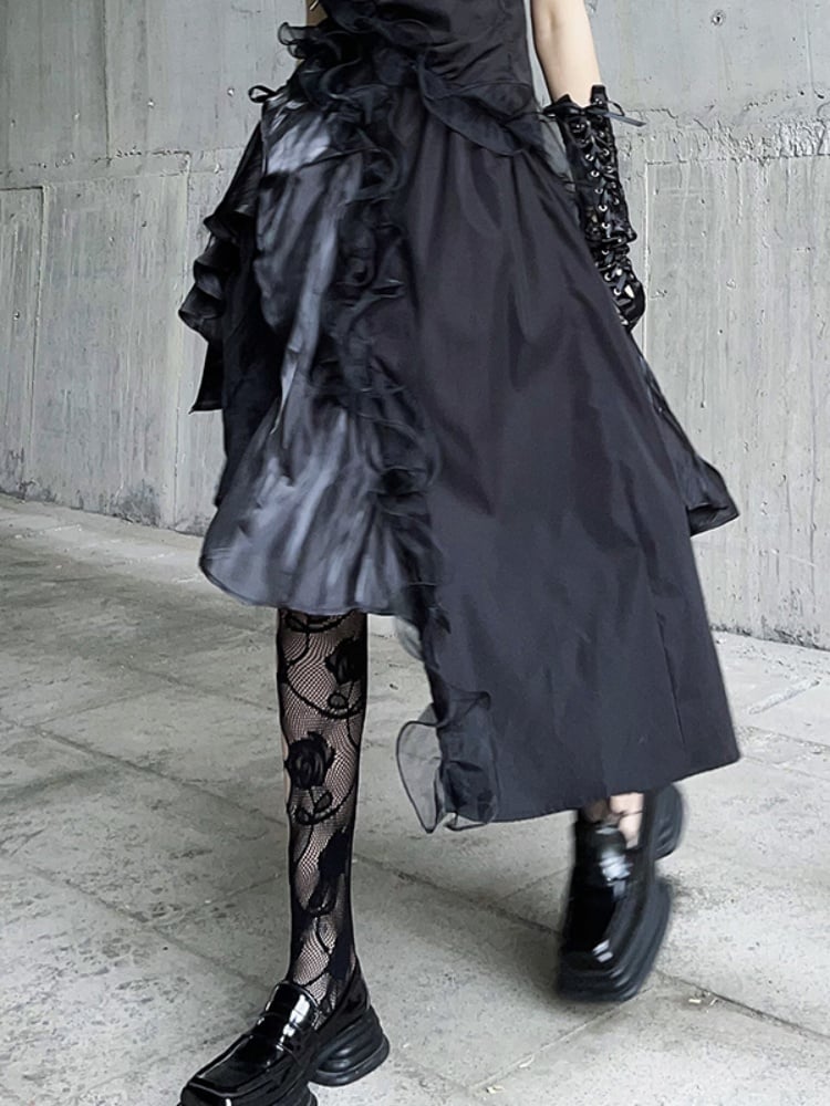 Gothic Black Rosette  Fishnet Tights