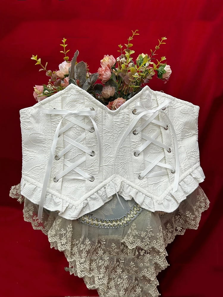 White Jacquard Gothic Lolita Corset Belt