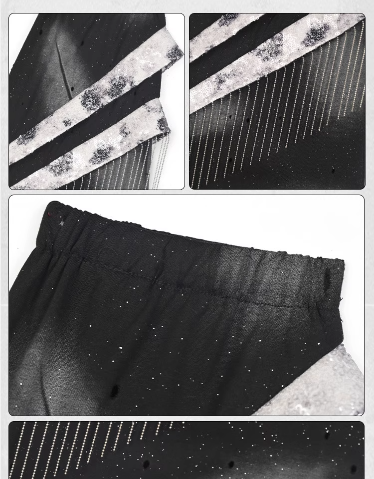 Black  Y3K Fashion Futuristic Metal Fringe Cyberpunk Leg Warmers