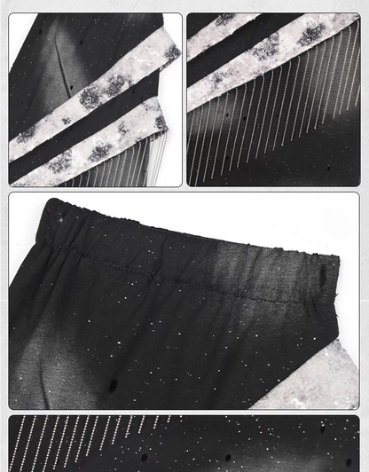 Black  Y3K Fashion Futuristic Metal Fringe Cyberpunk Leg Warmers