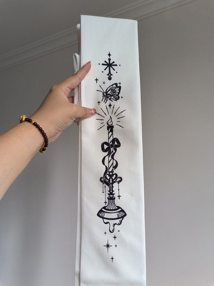 Butterfly and Candelabra Print Gothic Lolita White Tights