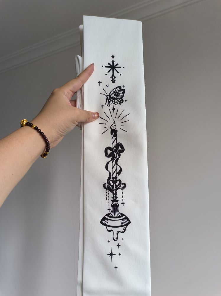 Butterfly and Candelabra Print Gothic Lolita White Tights