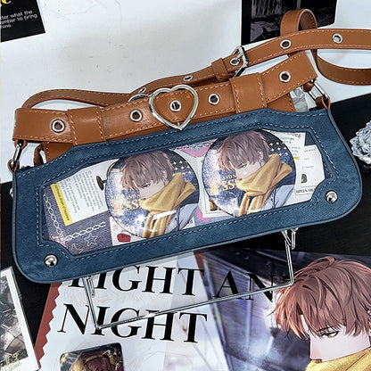 Brown Ita Bag with Chain and Heart Charm